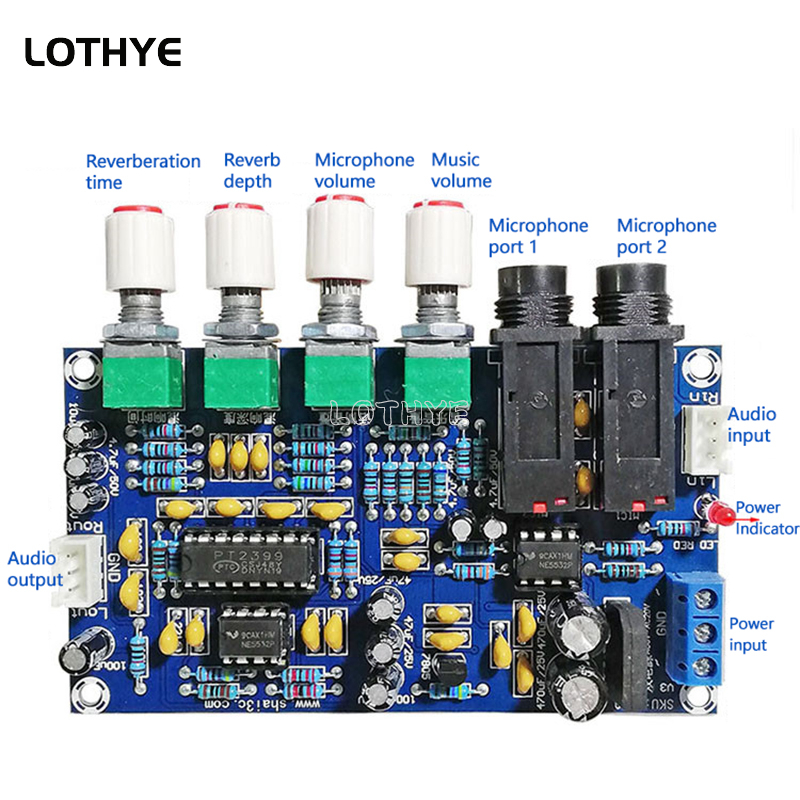 Diy Electronics Circuits - PT2399 Microphone Amplifier Board Karaoke Reverberation
