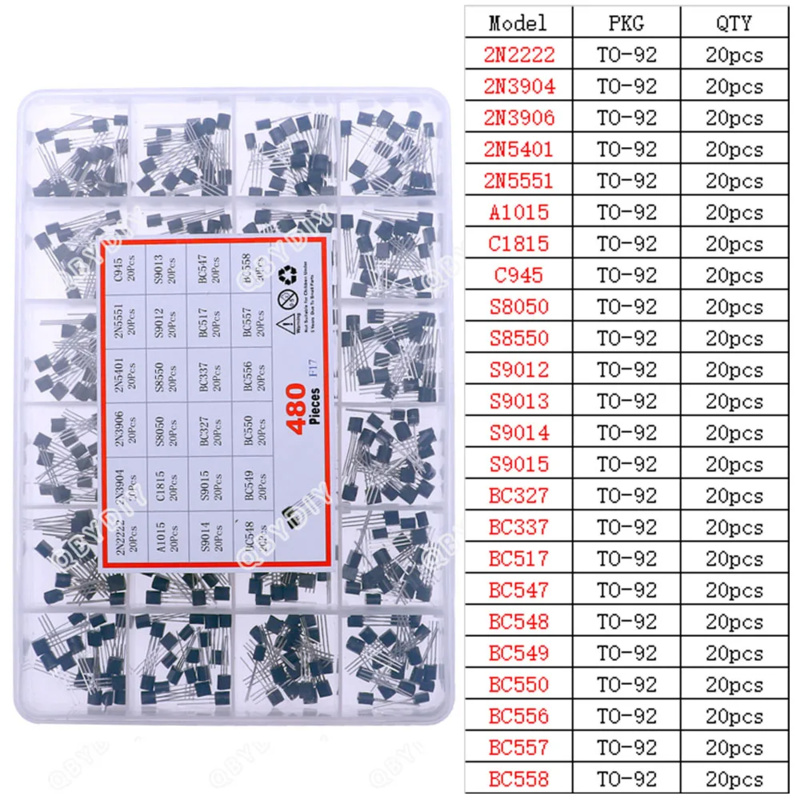 480Pcs 24Types NPN PNP Transis - مراجعة Mosfet Transistor Set وسعره