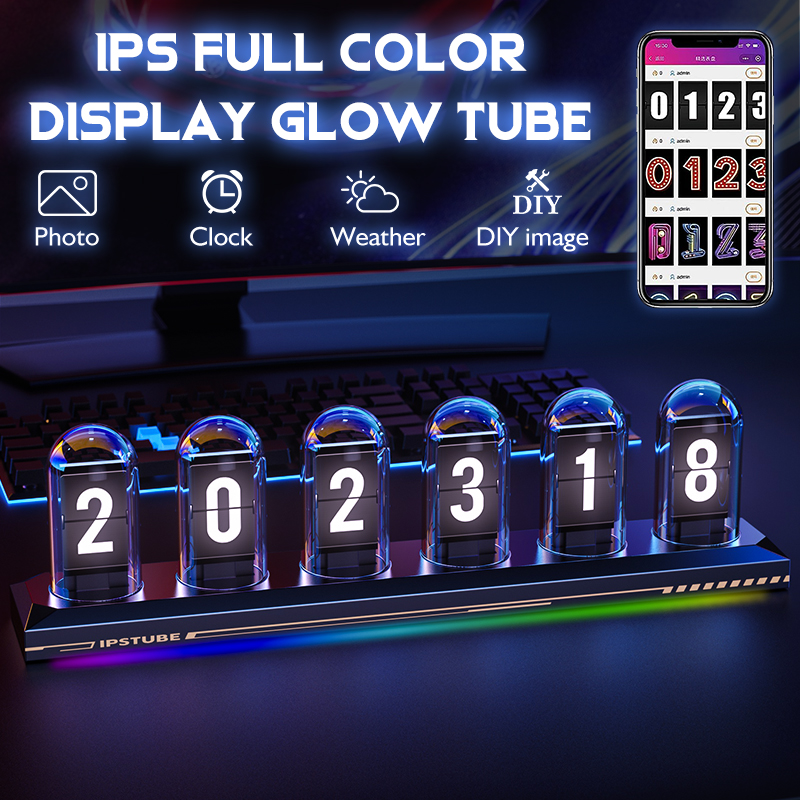 RGB Glow Tube Clock DIY IPS Co - مراجعة Diy Electronics Desk وسعره