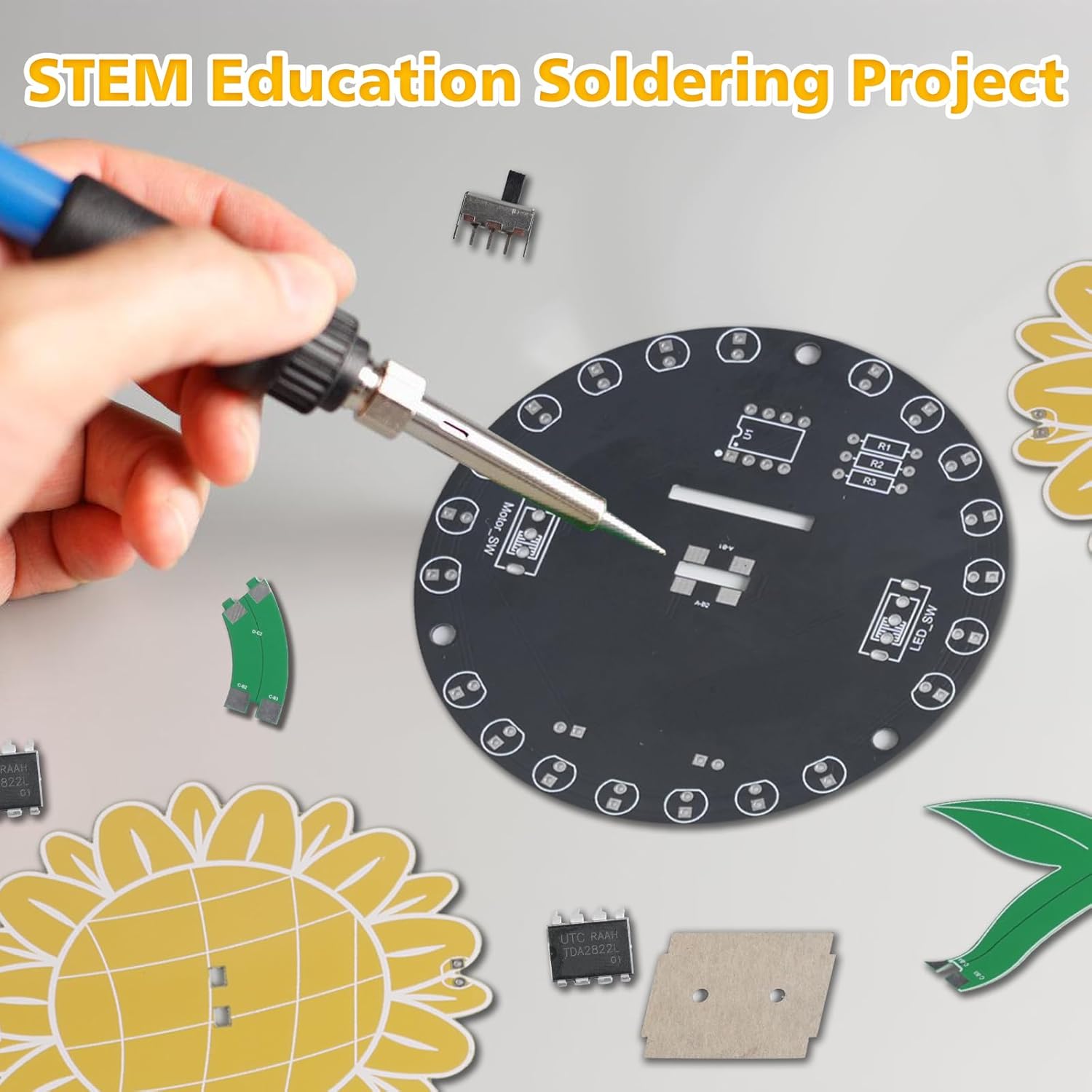 Rotating Sunflower Electronic  - مراجعة Diy Electronics Desk وسعره