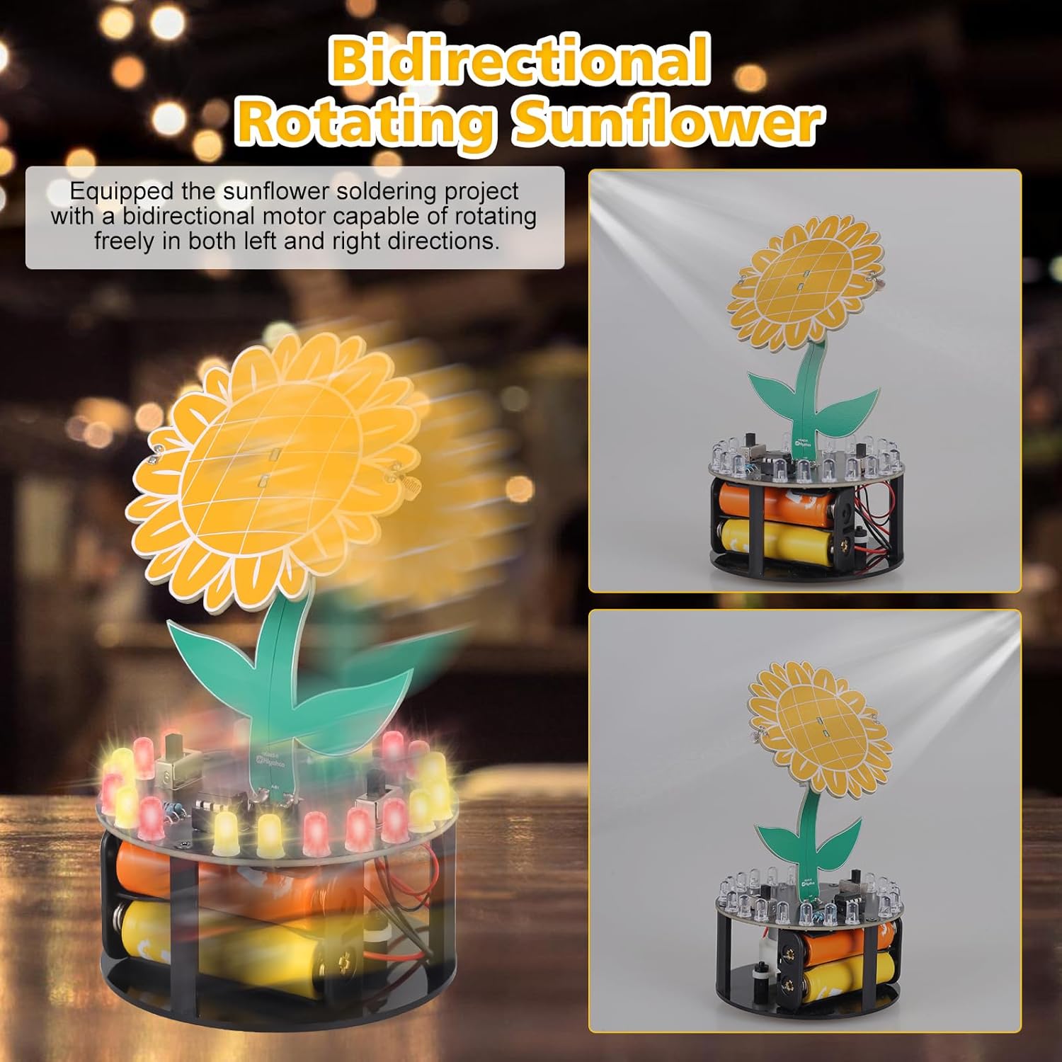 Rotating Sunflower Electronic  - مراجعة Diy Electronics Desk وسعره