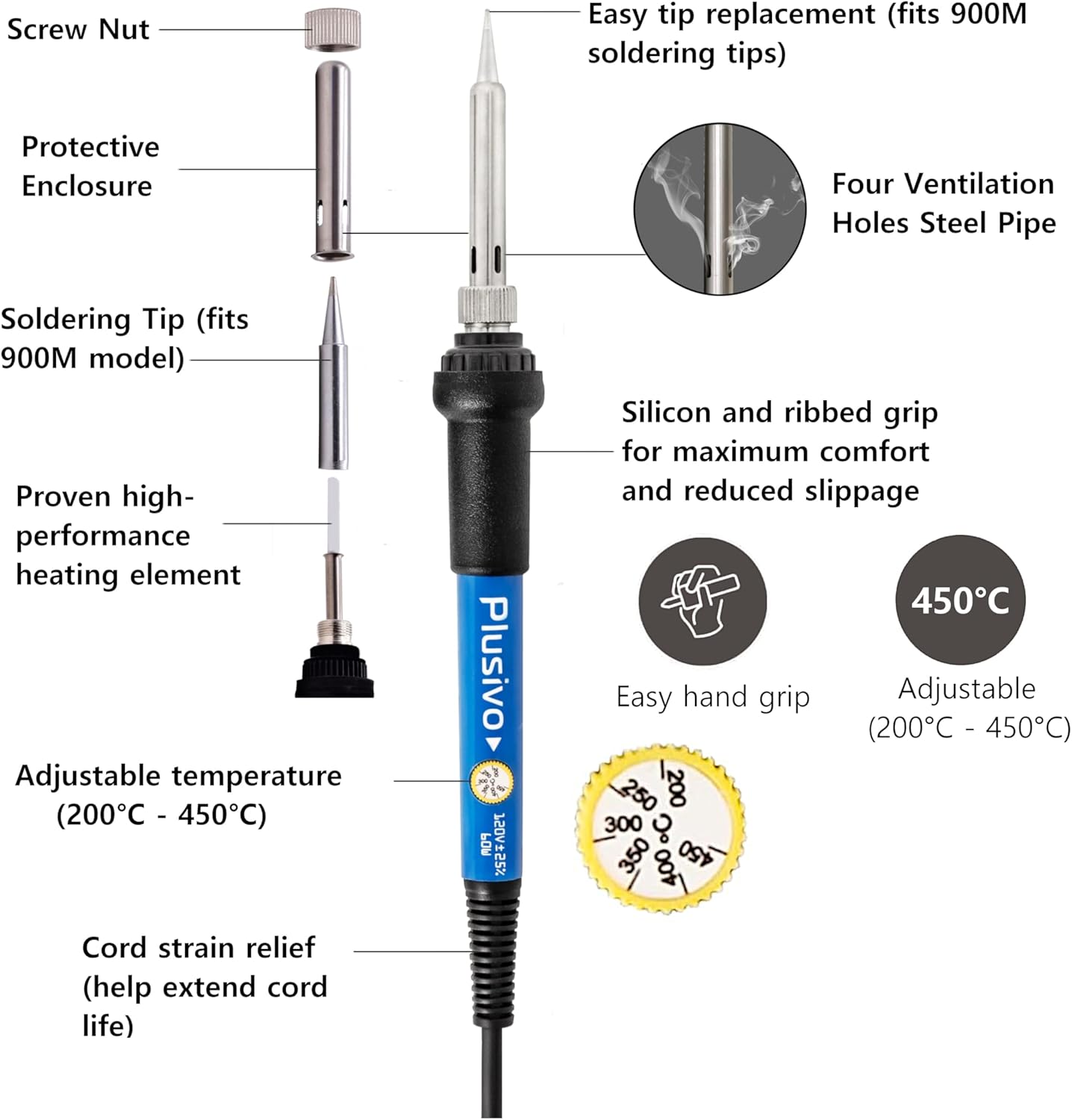60W Soldering Iron Kit With Ad - مراجعة Diy Electronics Flux وسعره