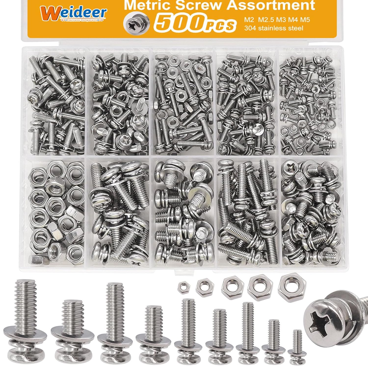 500Pcs Nut and Bolt Assortment - مراجعة Diy Motorcycle Electronics وسعره