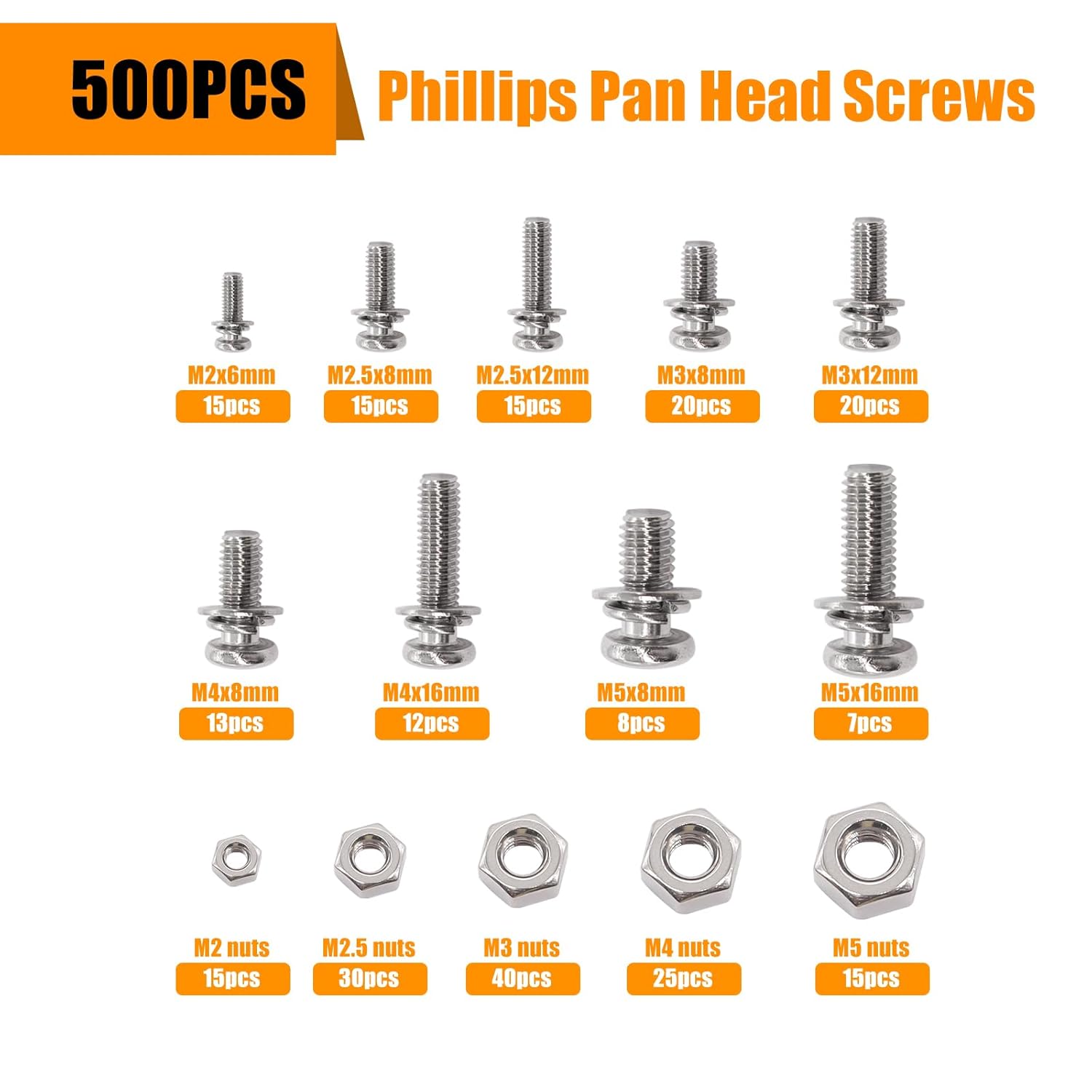 500Pcs Nut and Bolt Assortment - مراجعة Diy Motorcycle Electronics وسعره