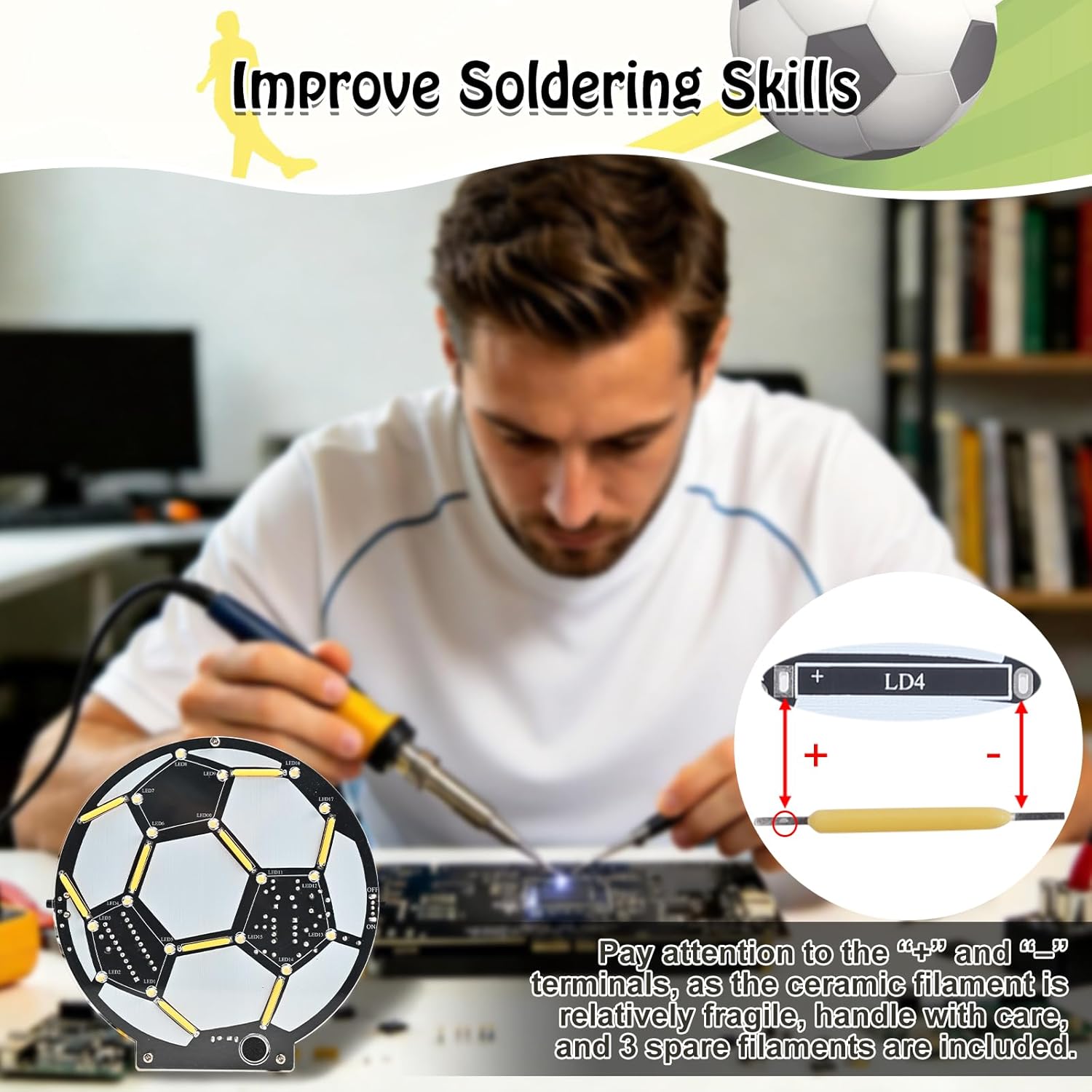 DIY Soccer Ball LED Soldering  - مراجعة Diy Electronics Filament وسعره