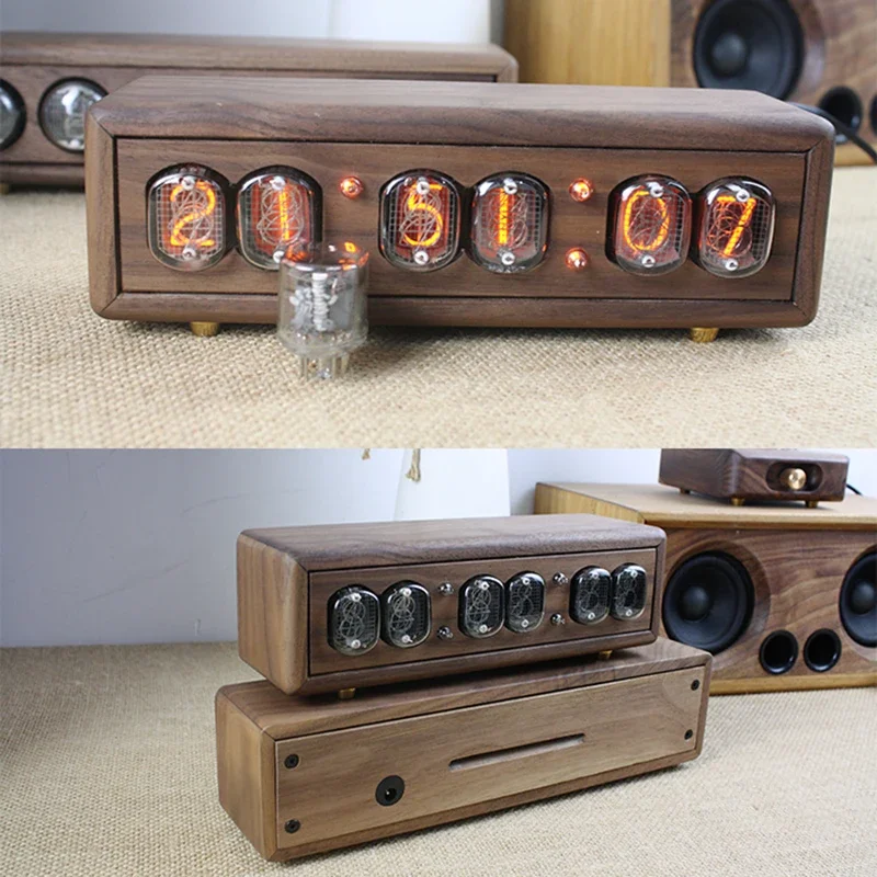 Luxury Wood Nixie Tube Clock D - مراجعة Diy Electronics Desk وسعره