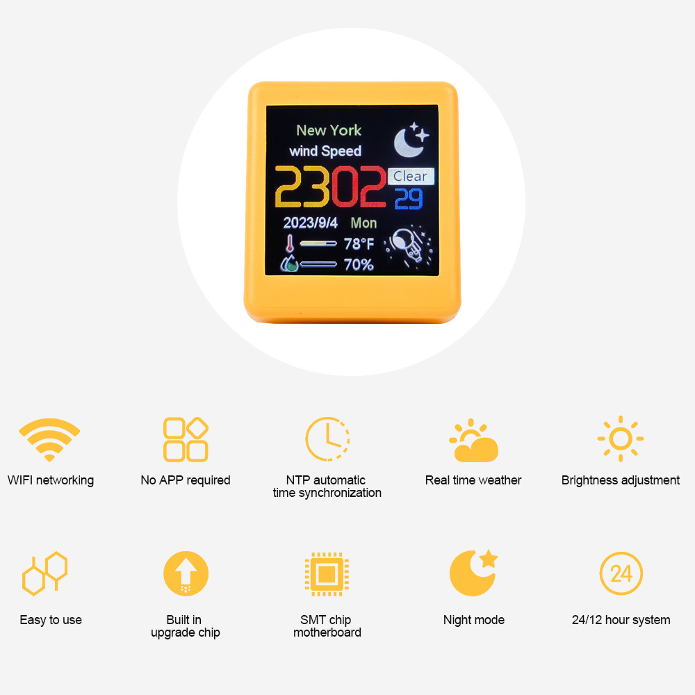 MINI Size Smart WIFI Weather S - مراجعة Diy Electronics Desk وسعره